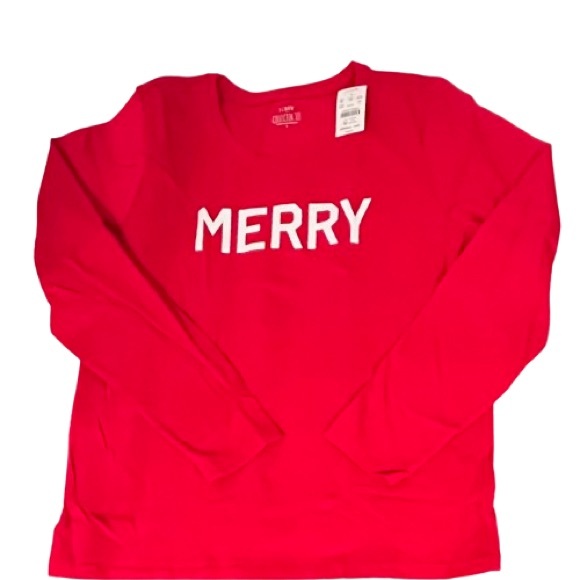 NWT- J. Crew “MERRY” Holiday Long Sleeve Tee Shirt - Picture 3 of 8